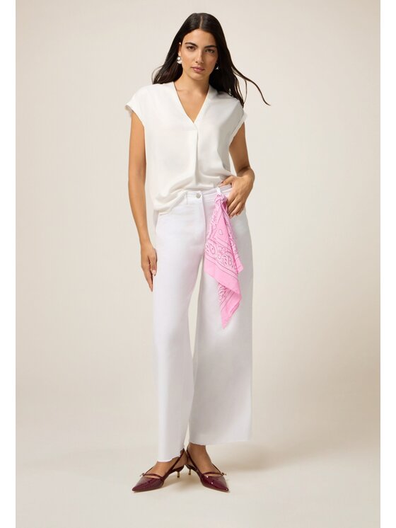 Oltre Oltre Pantaloni di tessuto P703R008983N011 Bianco Baggy Fit