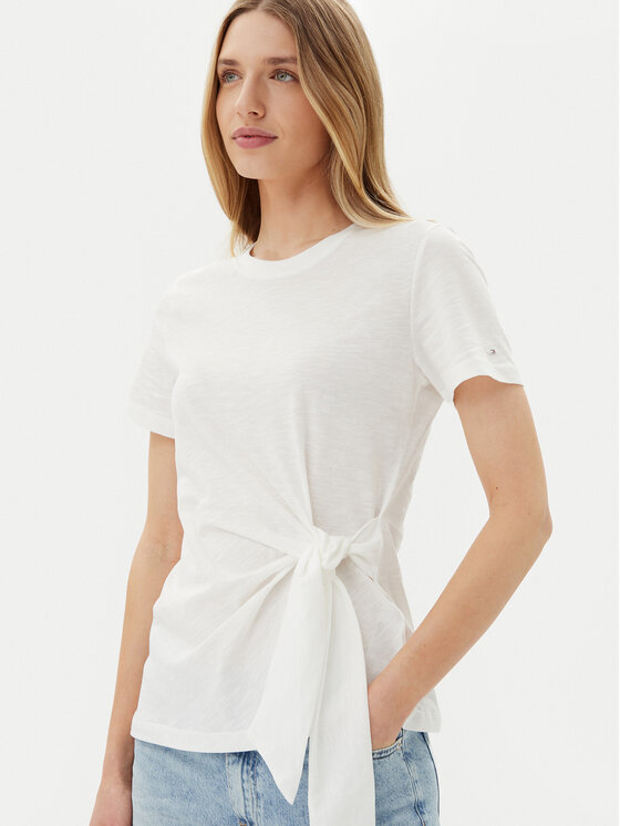 Tommy Hilfiger Tommy Hilfiger Тишърт WW0WW44559 Екрю Regular Fit