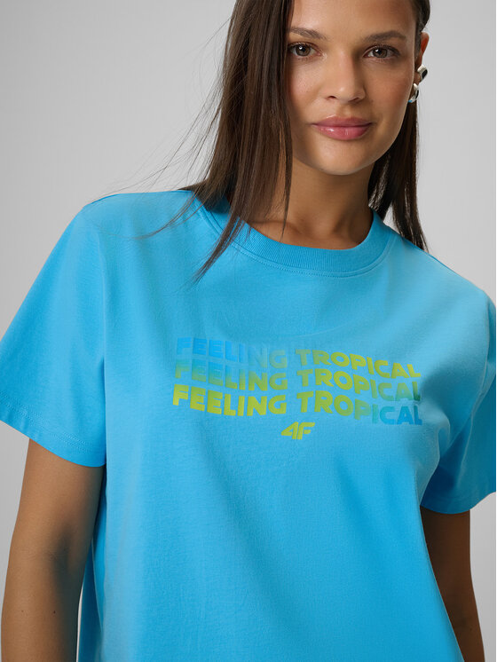 4F 4F T-Shirt BEACHWEAR Niebieski Boxy Fit