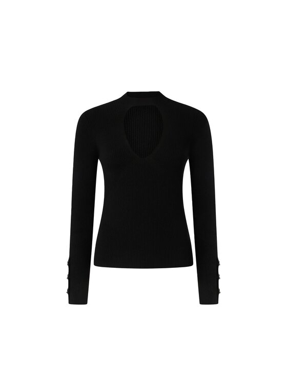 PINKO PINKO Sweter PINKO RABBOCCO MAGLIA COSTINA LANA STRETCH - 104015-A15S Czarny Slim Fit
