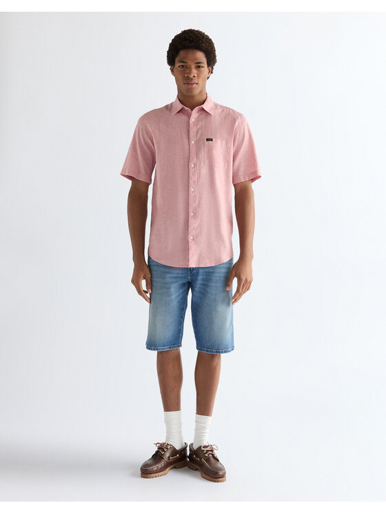 Wrangler Wrangler Koszula SS 1 PKT SHIRT Różowy Regular Fit