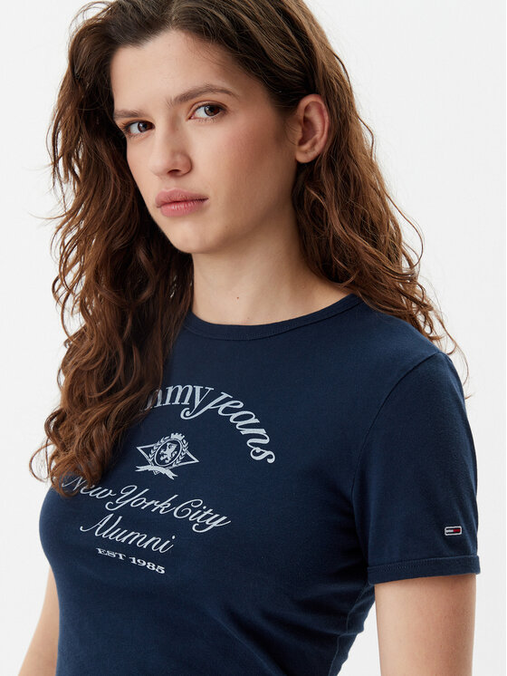 Tommy Jeans Tommy Jeans T-Shirt Nyc Ringer DW0DW20323 Tmavomodrá Slim Fit