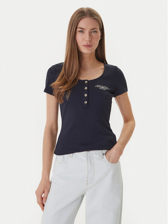 Guess Guess T-Shirt GUESS x NORTH SAILS W6GP01 K2658 Dunkelblau Regular Fit