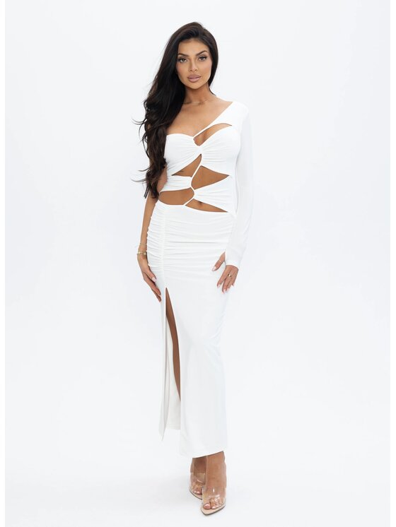 Love Saints Love Saints Sukienka dzianinowa L26LF-SU-K03 Biały Slim Fit
