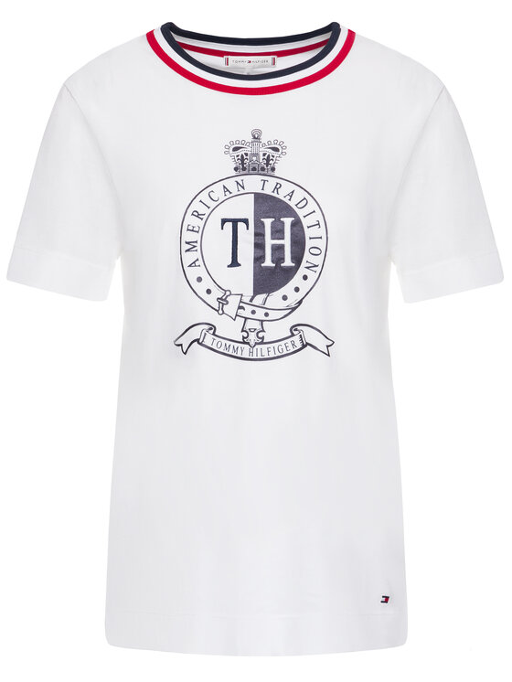Tommy Hilfiger Tommy Hilfiger T-Shirt Crest WW0WW25611 Weiß Regular Fit