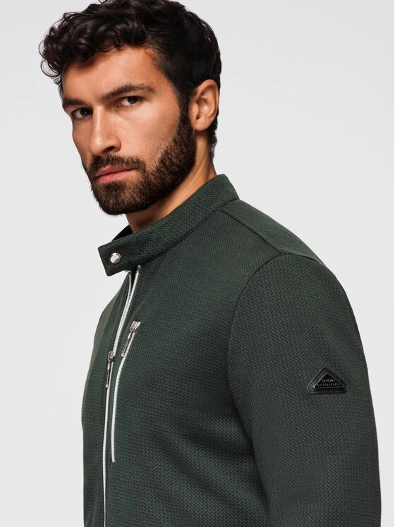 Ombre Ombre Kurtka przejściowa OM-JANP-0229 Zielony Regular Fit