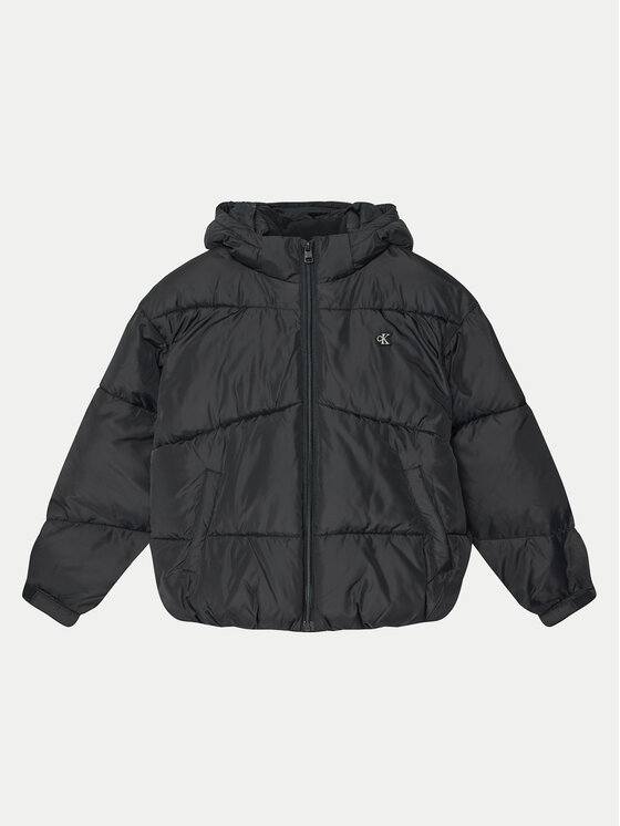 Gyerek Télikabát Calvin Klein Jeans, Méret: 12Y, Fekete, IG0IG02056