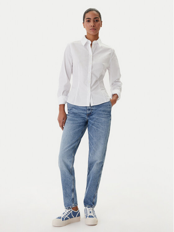 Guess Jeans Guess Jeans Marškiniai W6RH66 WH7P1 Balta Regular Fit