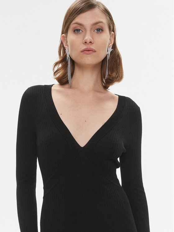 PINKO Pinko Sukienka dzianinowa Coccodrillo 102023 A18P Czarny Regular Fit