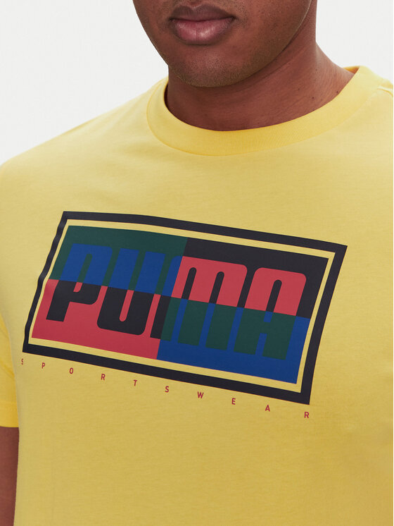 Puma Puma T-shirt Graphics Box 684827 Žuta Regular Fit