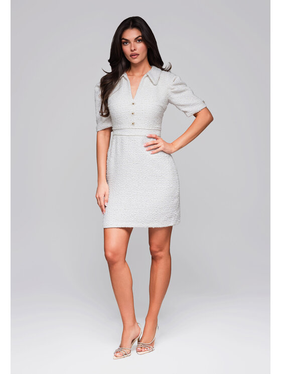 Ombre Ombre Sukienka wieczorowa LA-OM-DLR247 Kremowy Regular Fit