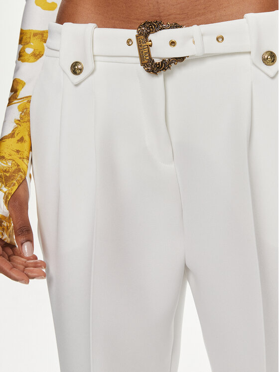 Versace Jeans Couture Versace Jeans Couture Hlače iz tkanine 76HAA111 Bela Slim Fit