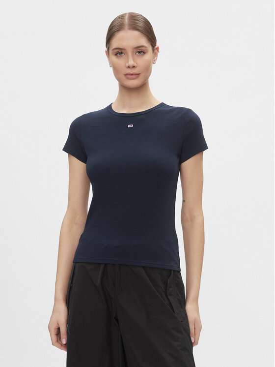 Tommy Jeans Tommy Jeans T-Shirt Essential DW0DW17383 Tmavomodrá Slim Fit