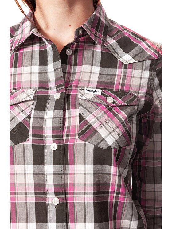 Wrangler Wrangler Koszula Check Shirt Różowy Regular Fit