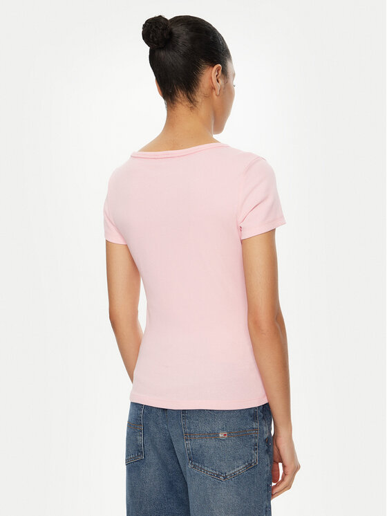 Tommy Jeans Tommy Jeans Marškinėliai Essential DW0DW17385 Rožinė Slim Fit
