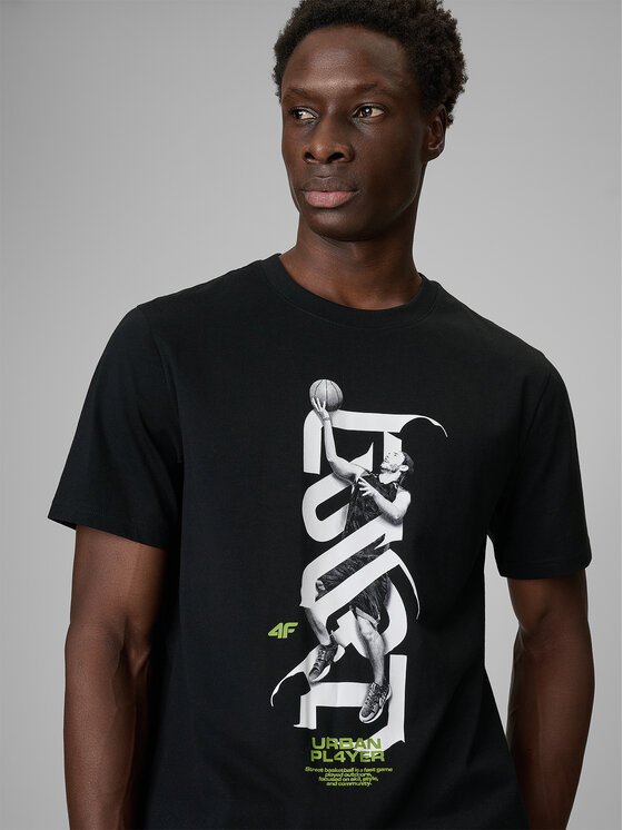 4F 4F T-Shirt FLUID EXPRESSIONS Czarny Regular Fit
