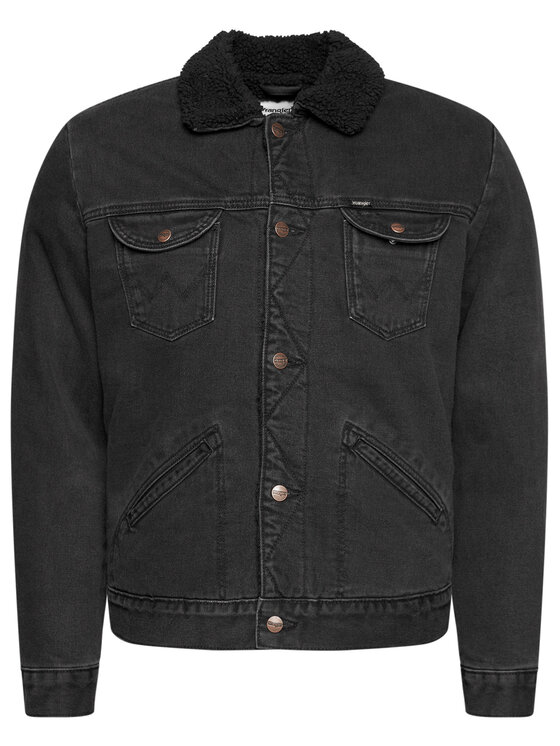 Wrangler Wrangler Kurtka jeansowa Sherpa W4MSB5236 112129149 Czarny Regular Fit