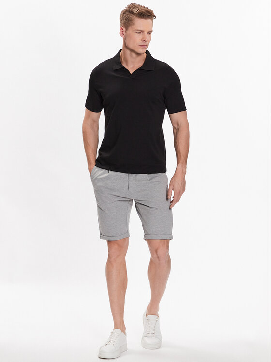 Lindbergh Lindbergh Тениска с яка и копчета 30-404036 Черен Slim Fit