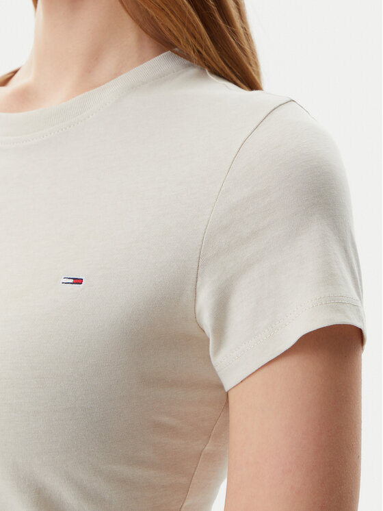 Tommy Jeans Tommy Jeans Póló DW0DW20459 Bézs Slim Fit