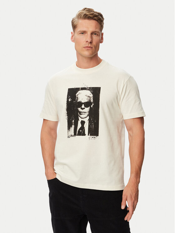 Karl Lagerfeld Jeans Tricou B3M17006 Crem Regular Fit