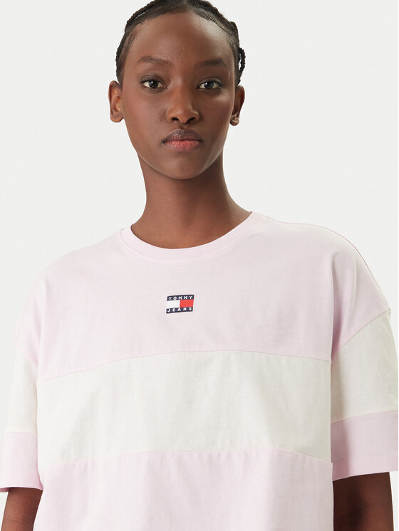 Tommy Jeans Tommy Jeans Tričko Badge Colour-Blocked DW0DW18706 Ružová Oversize