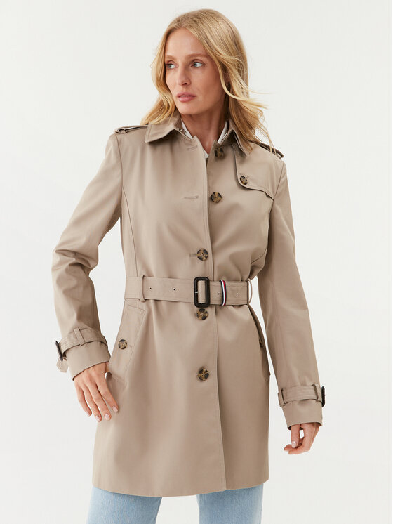 Tommy Hilfiger Trench Heritage Single WW0WW24966 Bej Regular Fit