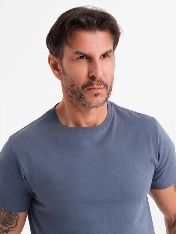 Ombre Ombre T-Shirt OM-TSBS-0236 Niebieski Regular Fit