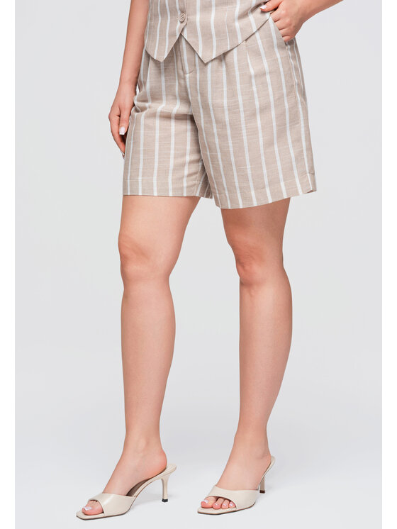 Ombre Ombre Szorty materiałowe OW-ST-E0017 Beżowy Relaxed Fit