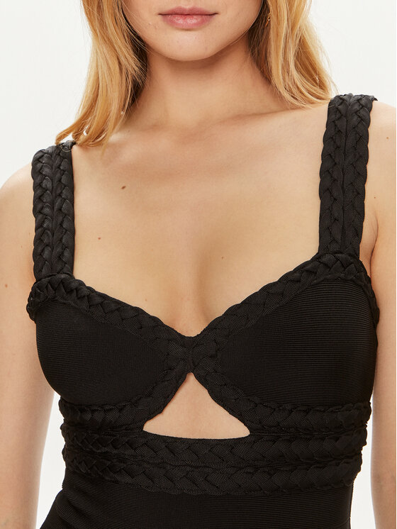Guess Guess Kokteilinė suknelė W4YK51 Z2XY0 Juoda Bodycon Fit