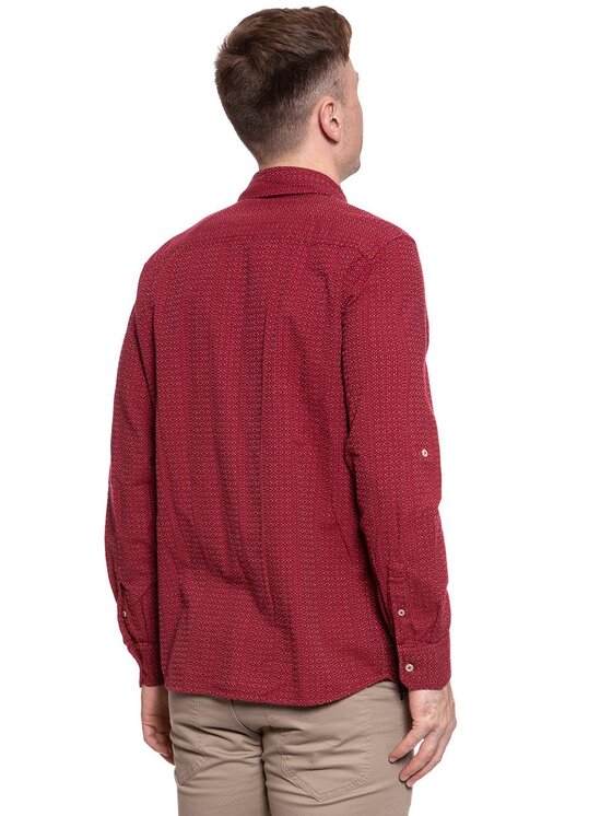 Mustang Mustang Camicia CLEMENS DOBBY Rosso Regular Fit