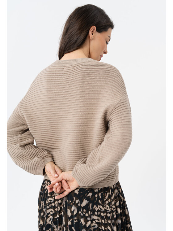 Volcano Volcano Sweter S-FLOR Beżowy Regular Fit