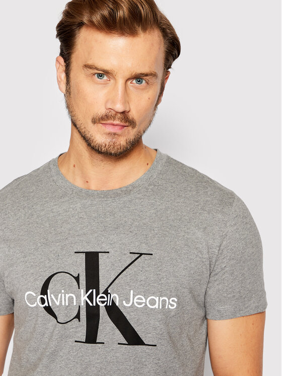 Calvin Klein Jeans T-krekls J30J320935 Pelēks Slim Fit