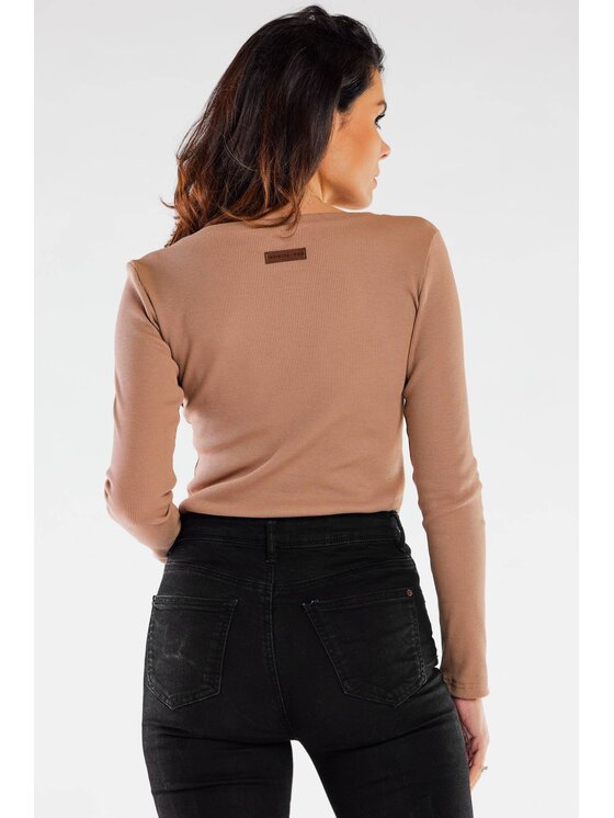 Infinite You Infinite You Bluzka M284 Beżowy Basic Fit