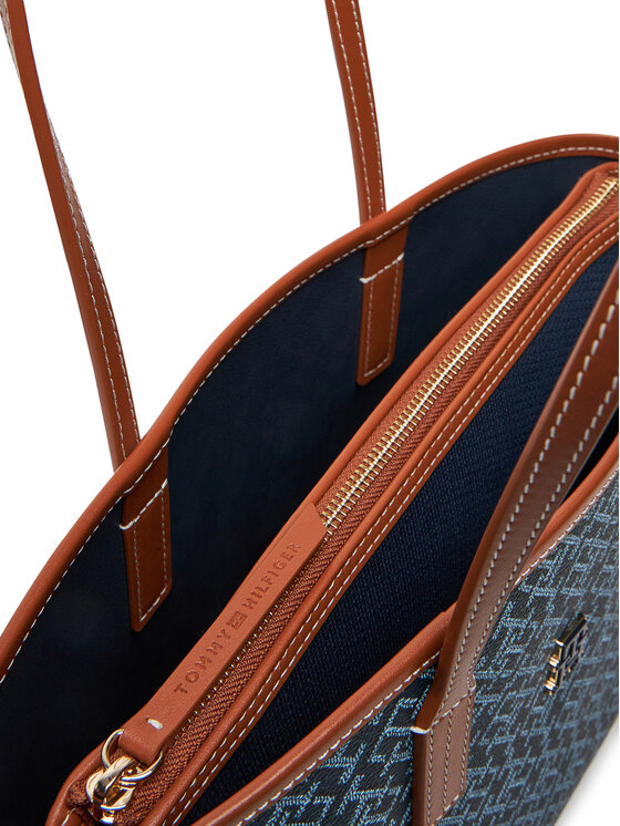 Tommy Hilfiger Tommy Hilfiger Torbica Th Monoplay Leather Mini Tote AW0AW17415 Tamnoplava