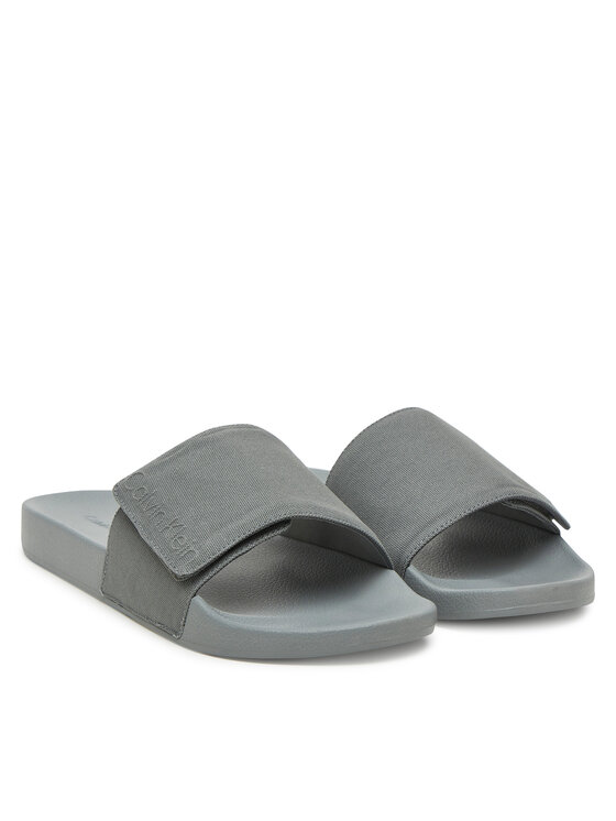 Calvin Klein Calvin Klein Şlapi Adj Pool Slide Canvas Logo HM0HM01749 Gri