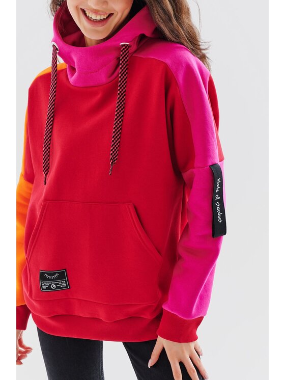 NAOKO NAOKO Mikina Sunset Stardust Červená Oversize