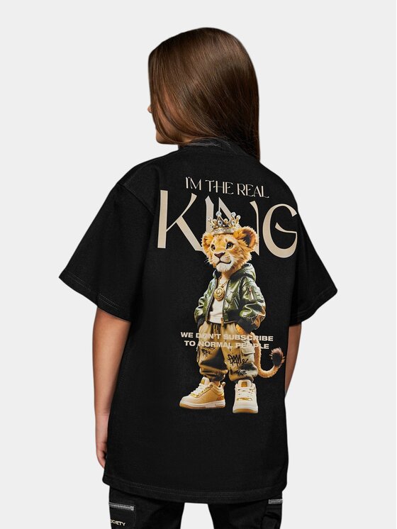 MADE BY SOCIETY MADE BY SOCIETY T-Shirt Tricou "King" - T36593 Czarny Basic Fit