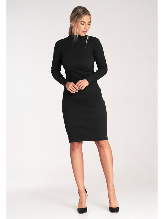 FIGL FIGL Úpletové šaty M1042 Čierna Slim Fit