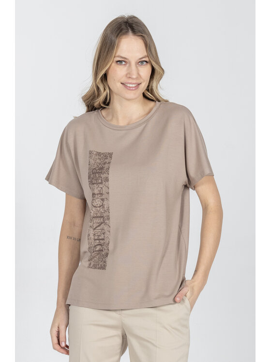 Deni Cler Milano Deni Cler Milano T-Shirt T-DC-T209-F2-46-71-1 Beżowy Loose Fit