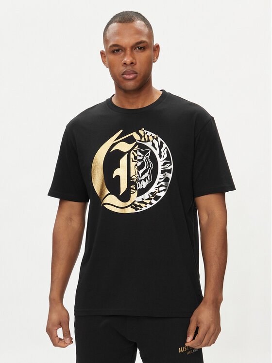 Just Cavalli Just Cavalli Marškinėliai 76OAHG05 Juoda Regular Fit