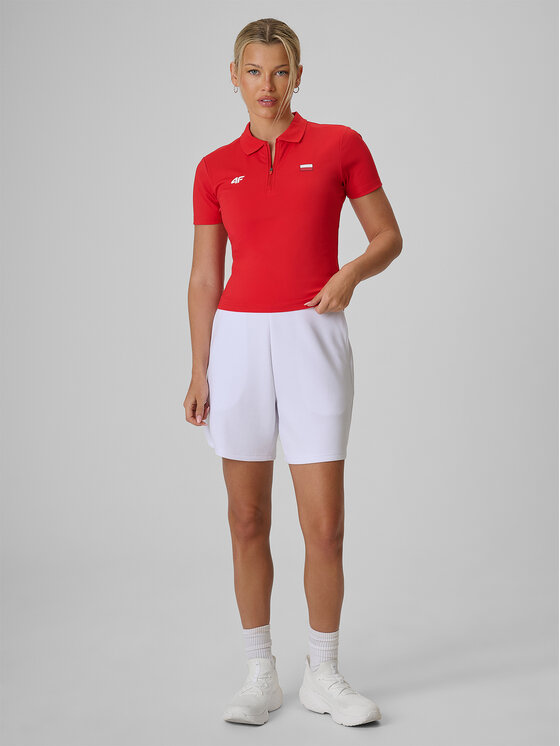 4F 4F Polo STREFA KIBICA Czerwony Slim Fit