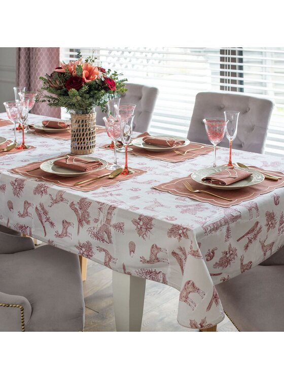 Roseberry Home Roseberry Home Obrus Toile de Jouy Red Forest Czerwony