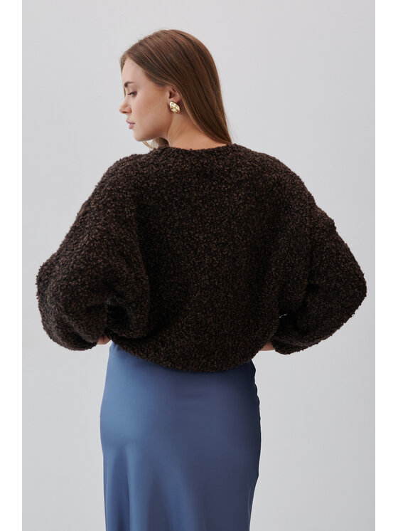 Fobya Fobya Sweter F2050 Brązowy Basic Fit