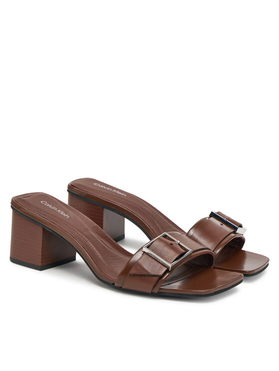 Calvin Klein Calvin Klein Šľapky Heel Mule 50 W/Buckle - Lth HW0HW02478 Hnedá