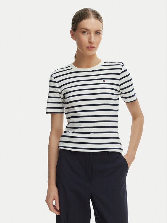Tommy Hilfiger Tricou New Cody WW0WW40587 Alb Slim Fit