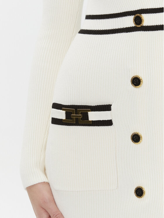 Elisabetta Franchi Elisabetta Franchi Pletena obleka AM-02S-36E2-V520 Écru Slim Fit