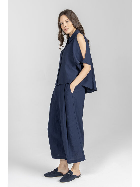 Deni Cler Milano Deni Cler Milano Spodnie materiałowe T-DC-5233-F2-20-58-1 Granatowy Loose Leg