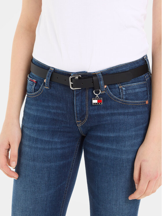 Tommy Jeans Ceinture femme Tjw Hanging Plaque Leather 2.5 AW0AW15483 Noir Modivo