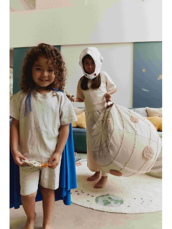 Lorena Canals Lorena Canals Poduszka dekoracyjna Pufa Układ Słoneczny "Mom, I want to be an astronaut" Beżowy