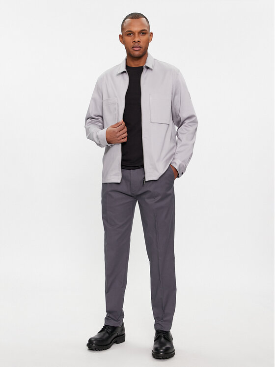 Calvin Klein Calvin Klein Prijelazna jakna Cotton 3D Pockets Overshirt K10K112356 Siva Regular Fit